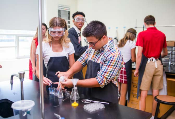 students in a chemistry lab